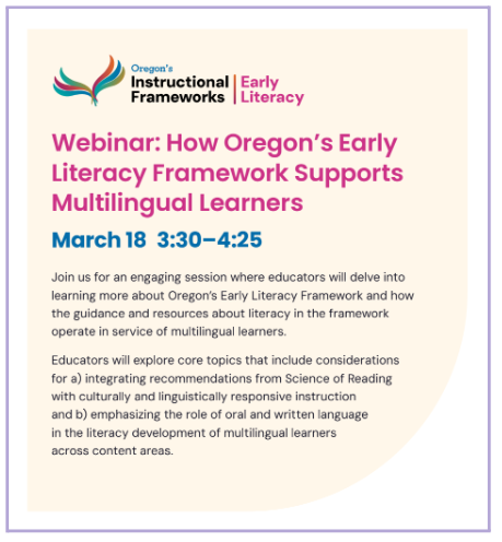 Early Literacy Framework Implementation Webinar flyer