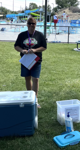 Tammy is ready for meal service at the Hermiston Family Aquatic Center