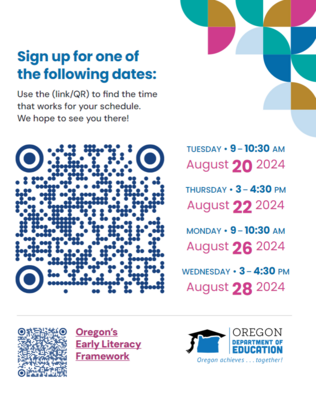 QR Code and Dates to OELF Webinars