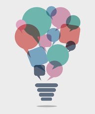 Lightbulb in shape of word bubbles