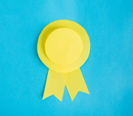 Yellow ribbon and blue background