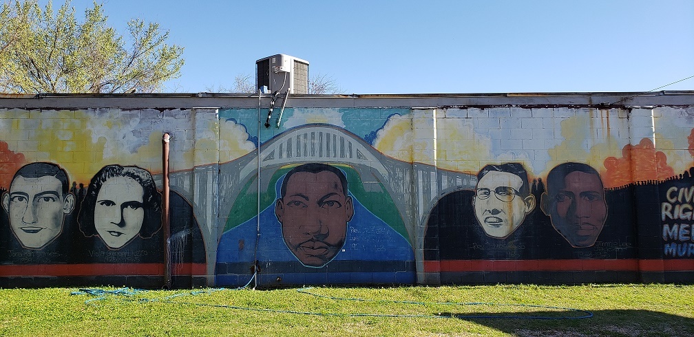 Civil Rights movement mural of MLK and leaders