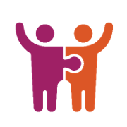 Icon of two people figures waving 