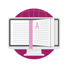 Icon of a computer desktop shaped as a book