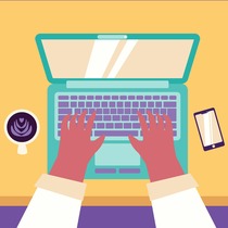  Illustration of stylish laptop setup  