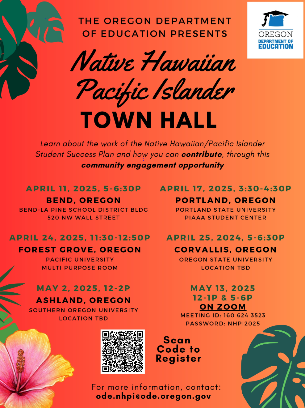 Flyer of NHPI town all event dates