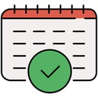 A calendar with a tick mark on it