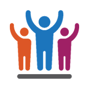 Three solid color people figures 