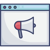 A computer screen with a bullhorn on it