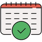 A calendar with a tick mark on it