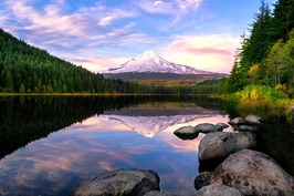 Reflection of Mt Hood on Trillium Lake