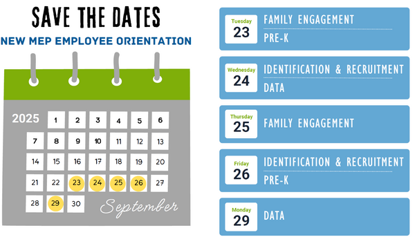 Calendar showing event dates