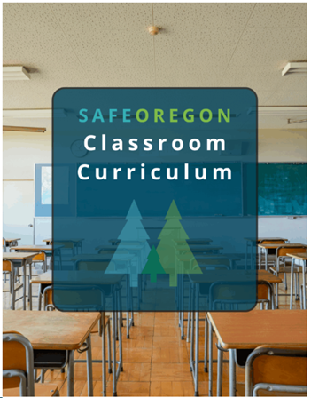 SafeOregon Classroom Curriculum logo with classroom background