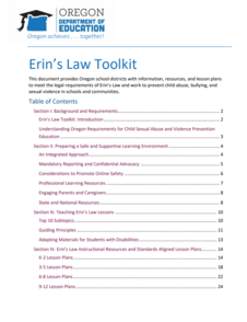 title page of Erin's Law Toolkit