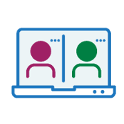 Icon of two human figures within a laptop