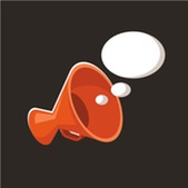 Orange megaphone with a speech bubble