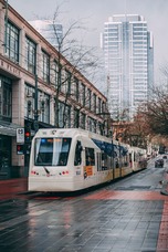White cable train at daytime