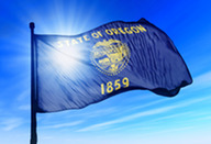 Flag of Oregon in the wind