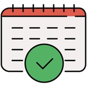 A calendar with a tick mark on it
