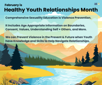 Oregon SATF text on February is Healthy Youth Relationships Month