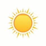 A bright yellow sun with sharp sun rays