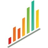 An upward‑trending bar chart with colorful bars increasing in height.