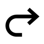 Black curved arrow facing right