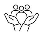 Illustration of hands holding a group of people.