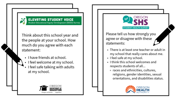 Example questions from the SEED and SHS surveys