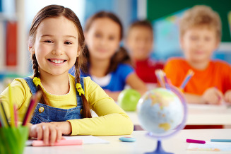 girl with globe