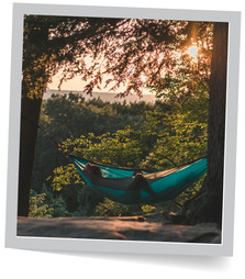 Person resting in Hammock