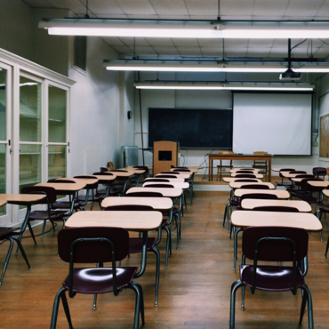 classroom with rows of desks