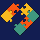 red, yellow, and green puzzle pieces on dark background