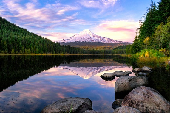 Reflection of Mt Hood at Trillium Lake 