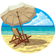 graphic of a beach chair and umbrella