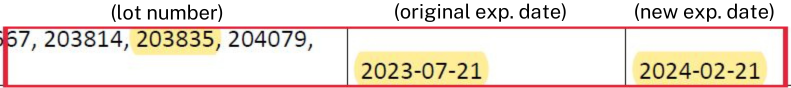 screen shot of FDA website showing expiration date extention of COVID-19 tests