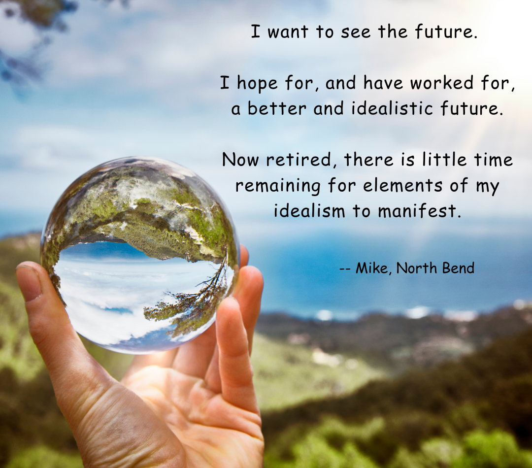 photo of a crystal ball and an inspirational message about being healthy for the future