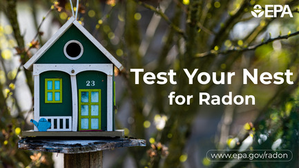 "Test Your Nest" Radon Action Month graphic