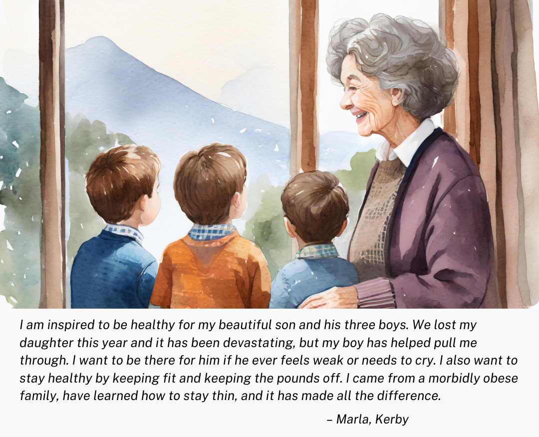 Image of an older woman with three grandsons