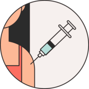 illustration of a vaccine needle going into an arm