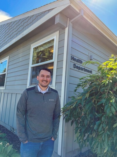 Victor Mondragon, medical assister, stands outside Hood River County Public Health Department