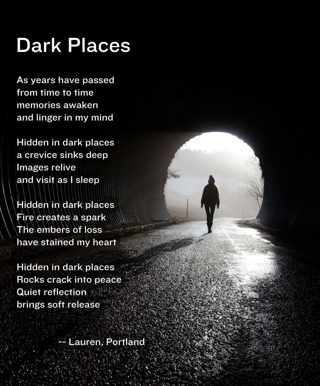 poem called "Dark Places" about mental wellness