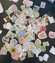 Photo of stickers shared at OFSN Children's Mental Health Acceptance Day