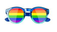 sunglasses with Pride rainbow lenses
