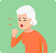 graphic of an older woman coughing