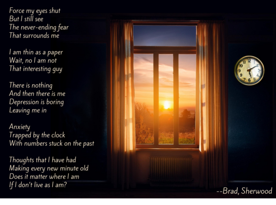 dark room looking out a window toward a sunset, poem about loneliness