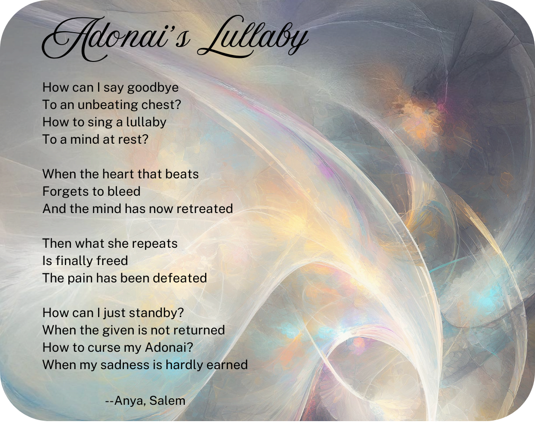 eclectic array of colorful swirly rays, with a poem about mental wellness