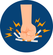 graphic illustration of a fist pounding a pile of cigartettes