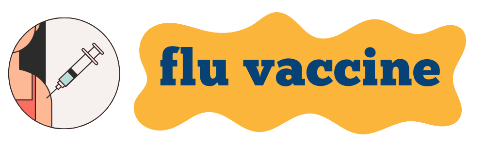 graphic of a person getting vaccinated and the words "flu vaccine"