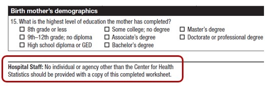 Birth mother's demographics 